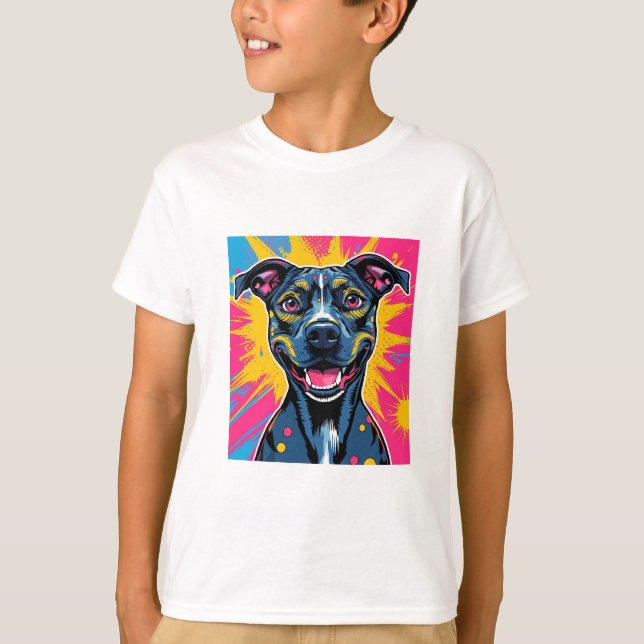 Camiseta Sonrisa de arte pop - El poder de un perro feliz (Anverso)
