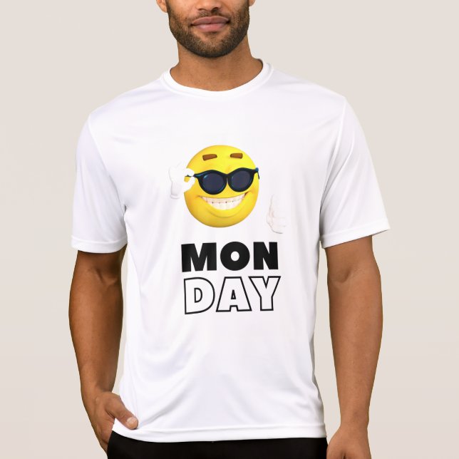 Camiseta Sonrisa de emosi blanca y amarilla del lunes de bu (Anverso)