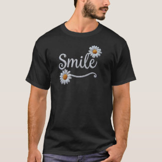 Camiseta Sonrisa de margarita bordada – Tipografía cursiva