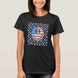 Camiseta Sonrisa de patrón de control retro cara bandera es
