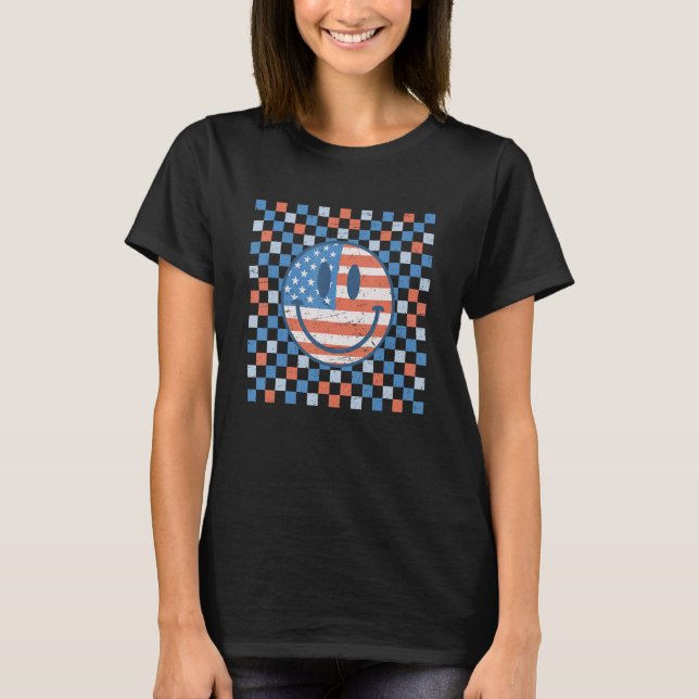 Camiseta Sonrisa de patrón de control retro cara bandera es (Anverso)