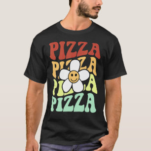 Camiseta sonrisa de pizza retro girasol cara colorida vinta