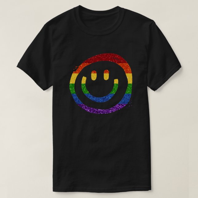 Camiseta Sonrisa del marcador Rainbow Purpurina LGBT (Diseño del anverso)