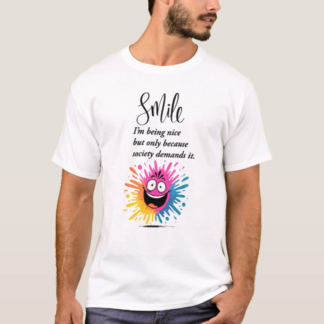 Camiseta Sonrisa, diseño social y sarcástico (Anverso)
