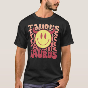 Camiseta Sonrisa divertida retro Rótulo Taurus Zodiac Abril