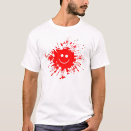Camiseta Sonrisa en la bandeja de pintura roja del mes del 