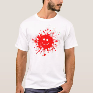 Camiseta Sonrisa en la bandeja de pintura roja del mes del 