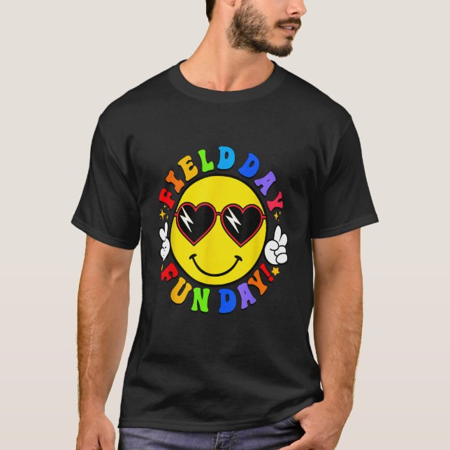 Camiseta Sonrisa Face Happy Field Day Retro Groovy Field Da (Anverso)