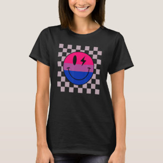 Camiseta Sonrisa hippie cara orgullo bisexual Bandera retro