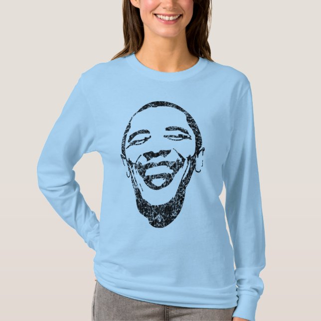 Camiseta Sonrisa infecciosa Obama Sleave largo T (Anverso)