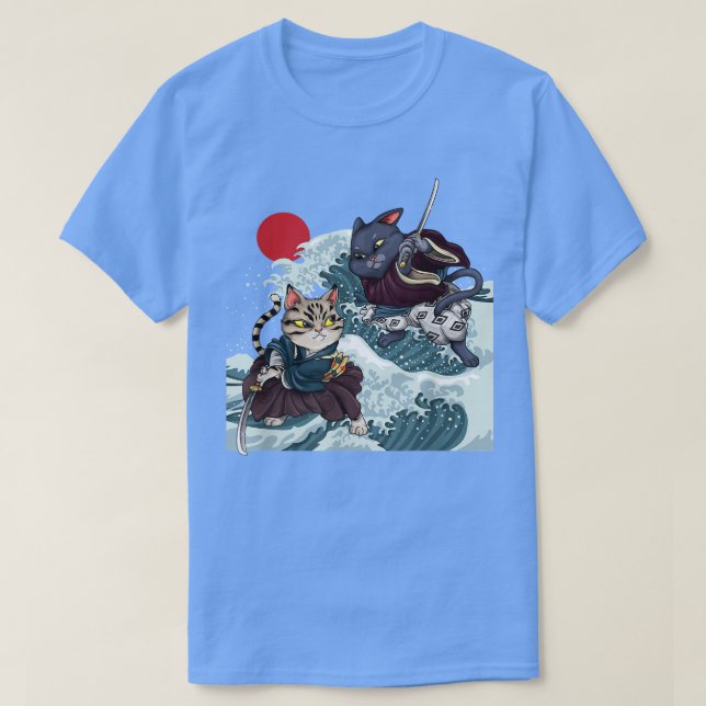 Camiseta Sonrisa japonesa Samurai Mask gato de anime japón (Diseño del anverso)