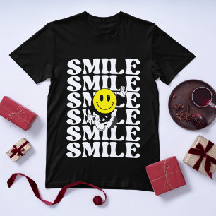 Camiseta Sonrisa minimalista Emoji Tipografía retro Diverti