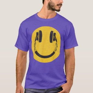 Camiseta Sonrisa Retro Auriculares Cara Música 90s Hombres 