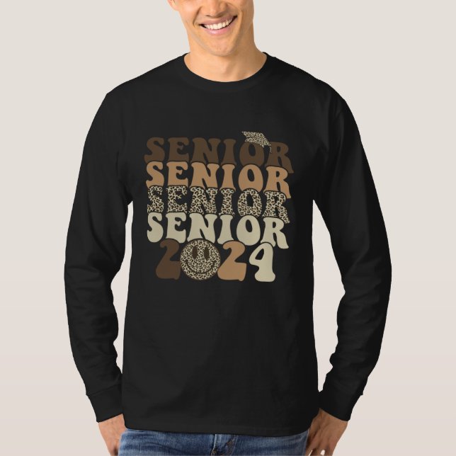 Camiseta Sonrisa Retro Groovy Cara Senior Graduación 2024 L (Anverso)