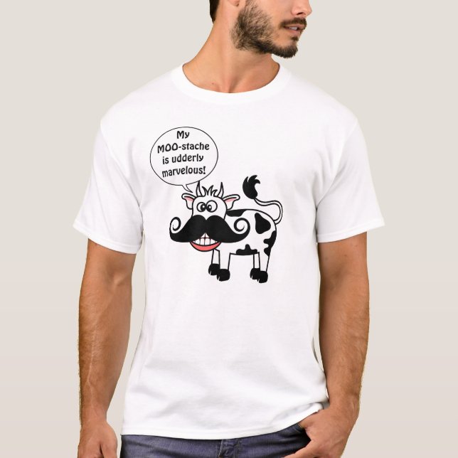 Camiseta Sonrisa rizada del bigote de la vaca divertida del (Anverso)