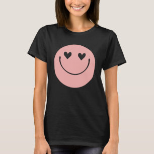 Camiseta Sonrisa rosa cara cara feliz corazón ojos sonrient