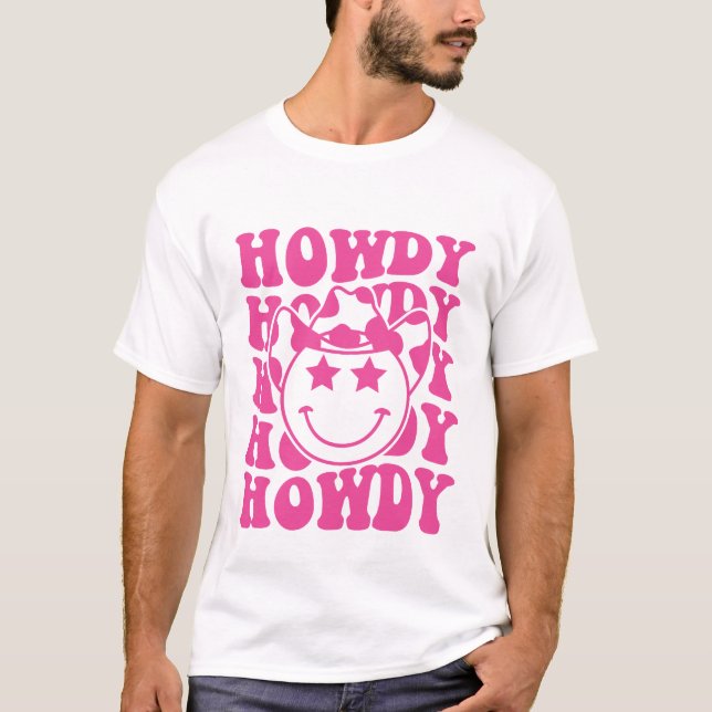 Camiseta Sonrisa rosa Howdy Rodeo País Occidental (Anverso)