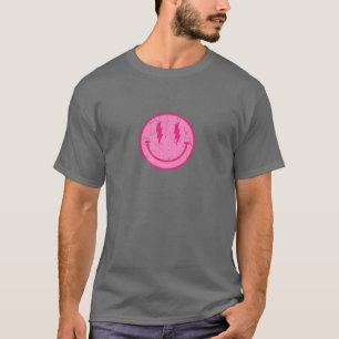 Camiseta Sonrisa rosada cara ligero Bolt Cute Funny Birthda