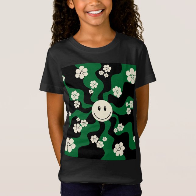 Camiseta Sonrisa - Verde, Crema y Negro (Anverso)