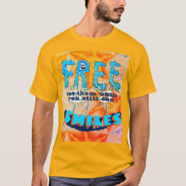 Camiseta Sonrisas gratis - botón de colores brillantes fren