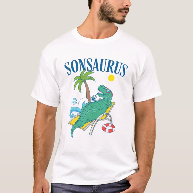 Camiseta Sonsaurus Dinosaur T Rex Son Saurus Family Vacatio (Anverso)