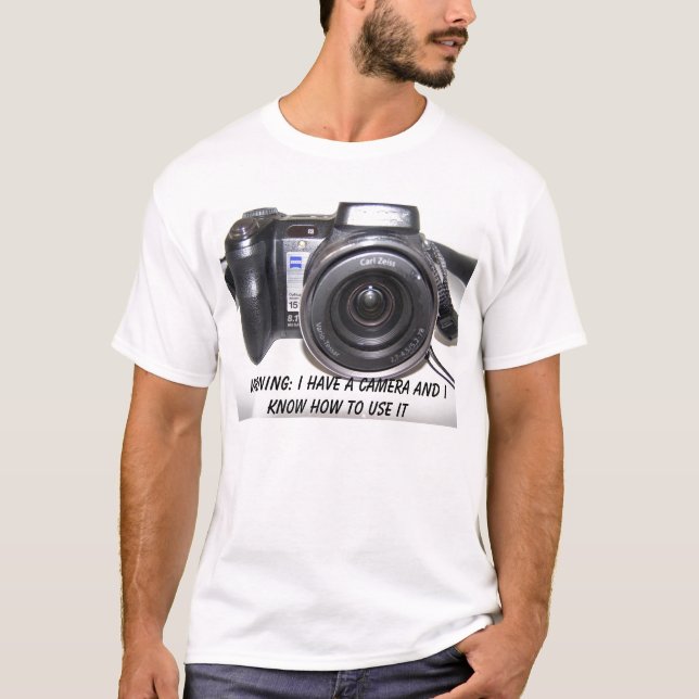 Camiseta Sony, advirtiendo: Tengo una cámara y sé H… (Anverso)
