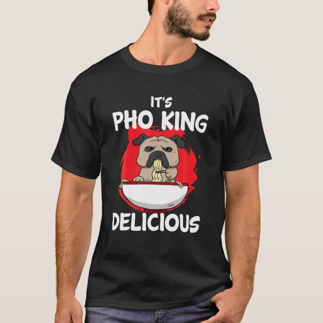Camiseta Sopa asiática Vietnam Sopa de fideos Perro Pitbull (Anverso)