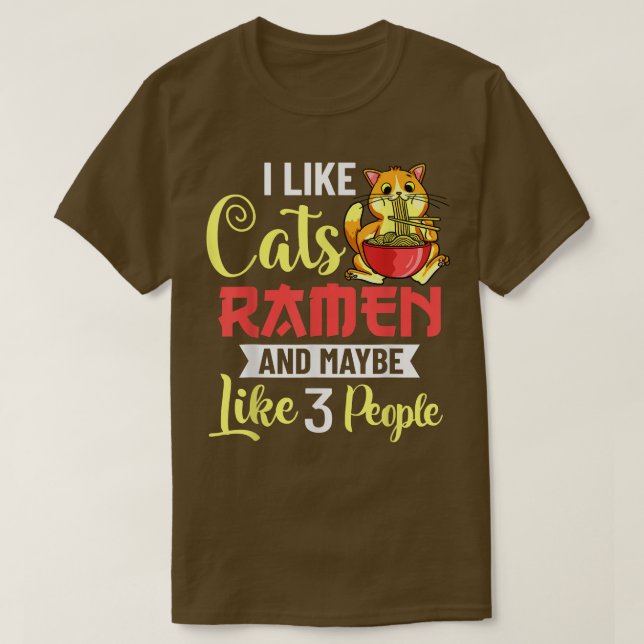 Camiseta Sopa de fideos de pollo de Tazón de Gato de Ramen  (Diseño del anverso)