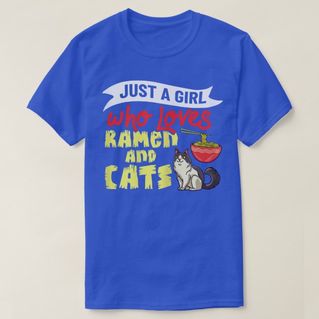 Camiseta Sopa de fideos de pollo de Tazón de Gato de Ramen  (Diseño del anverso)