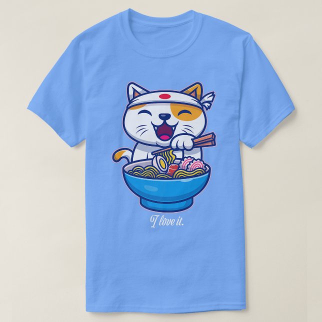 Camiseta Sopa de fideos de ramen japonesa Amantes de gatos  (Diseño del anverso)