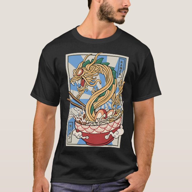 Camiseta Sopa de fideos japonesa Ramen Dragon (Anverso)