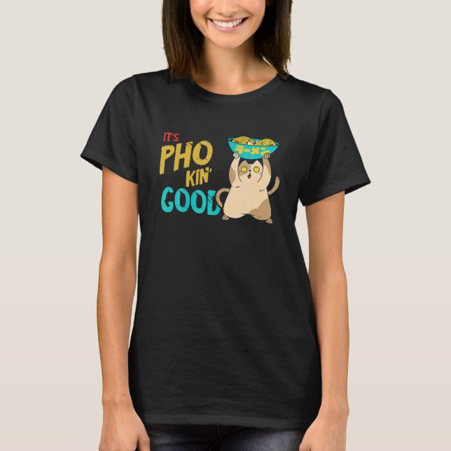 Camiseta Sopa de fideos Pho de buen gato Sopa asiática de P (Anverso)