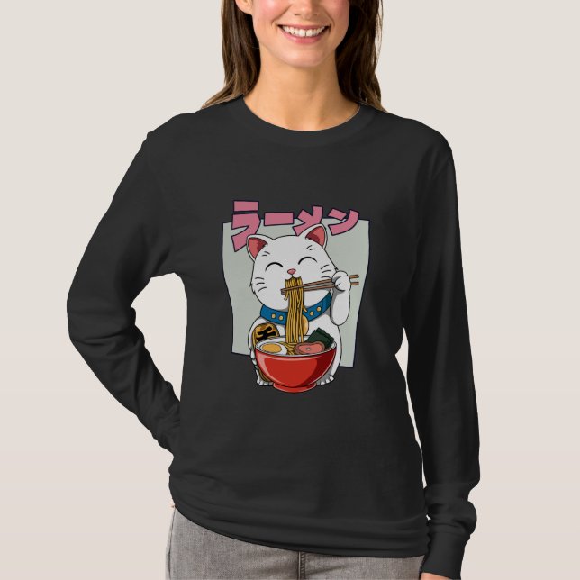 Camiseta Sopa japonesa de fideos Ramen Maneki Neko (Anverso)