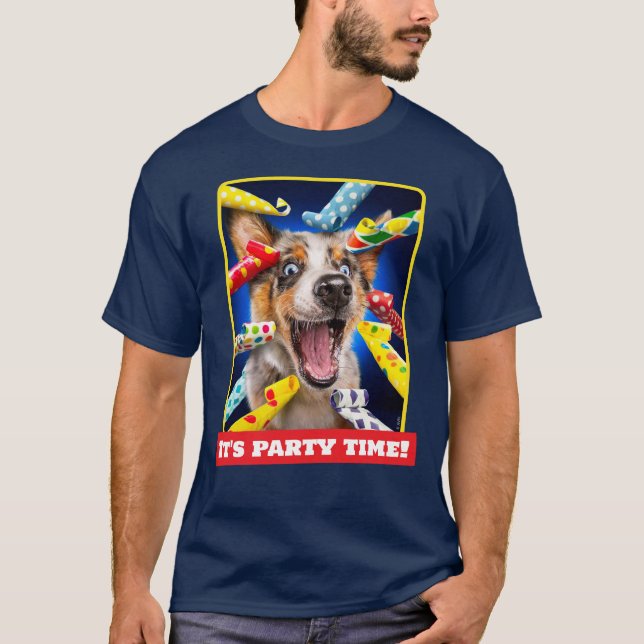 Camiseta Sopladores de fiesta para perros felices (Anverso)