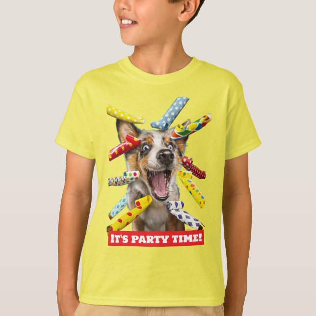 Camiseta Sopladores de fiesta para perros felices (Anverso)