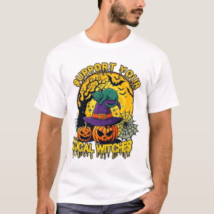 Camiseta Soporte a Brujas Locales Halloween Gato Bruja Somb