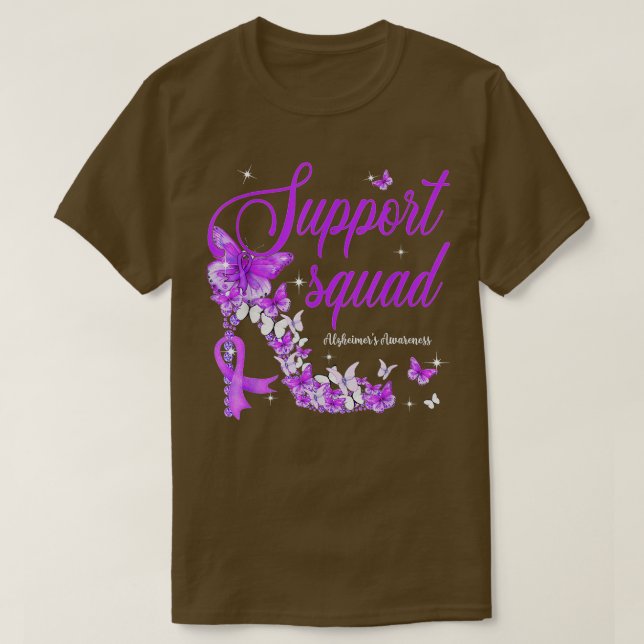 Camiseta Soporte de Alzheimer de Mariposa de Cinta Púrpura  (Diseño del anverso)