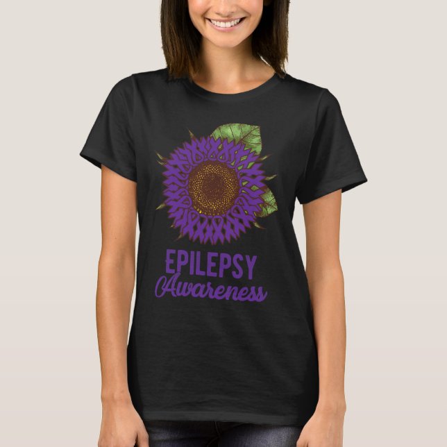 Camiseta Soporte de Epilepsia de Cinta de Girasol Púrpura (Anverso)