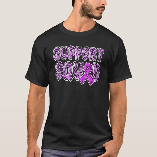 Camiseta Soporte de impresión de leopardo de cinta morada A (Anverso)