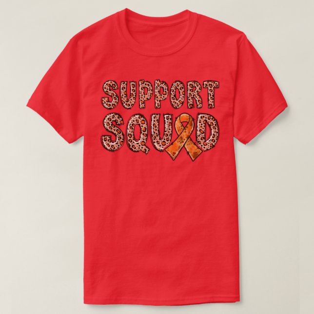 Camiseta Soporte de impresión de leopardo de cinta naranja  (Diseño del anverso)