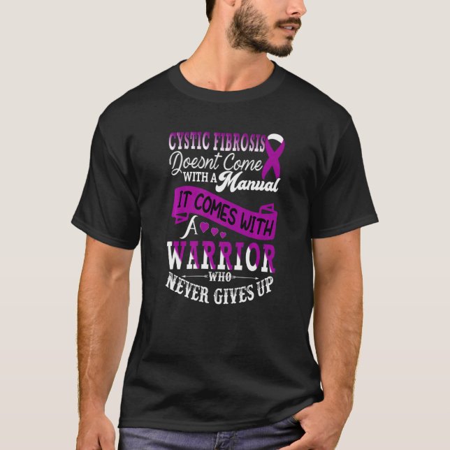 Camiseta Soporte para cinta morada de guerrero de fibrosis  (Anverso)