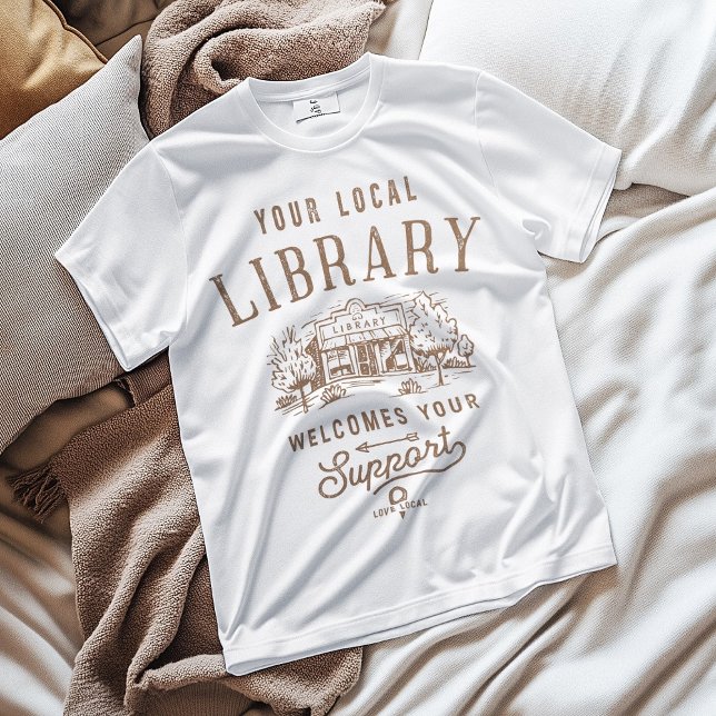 Camiseta Soporte para el símbolo de bienvenida retro de bib (Support love libraries white t-shirt by Piotr Kowalczyk Geek Updated)