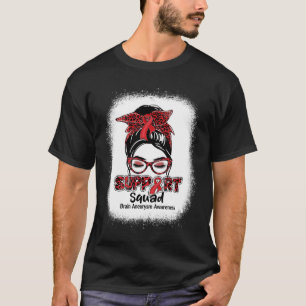 Camiseta Soporte Squad Messy Bun Burgundy Ribbon Brain Aneu