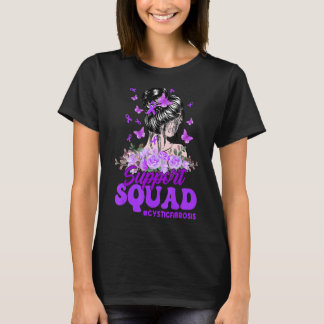 Camiseta Soporte Squad Messy Bun Cinta púrpura Fibro quísti