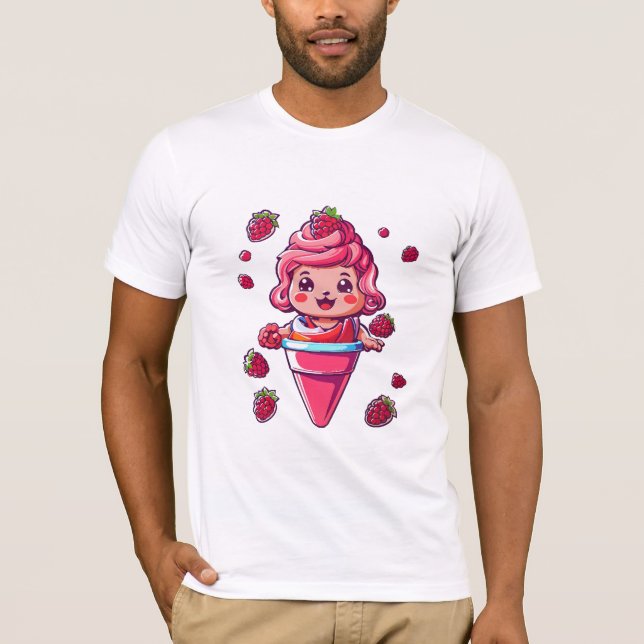 Camiseta Sorbete de frambuesa Kawaii (Anverso)