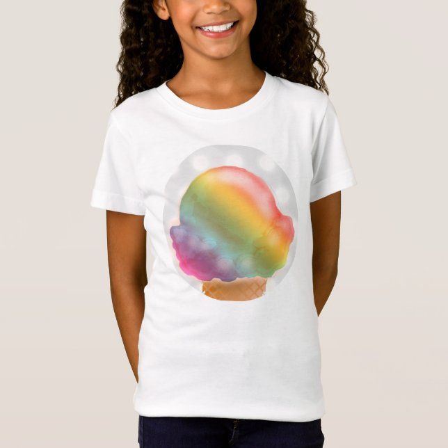 Camiseta Sorbete del cono de helado del arco iris - (Anverso)