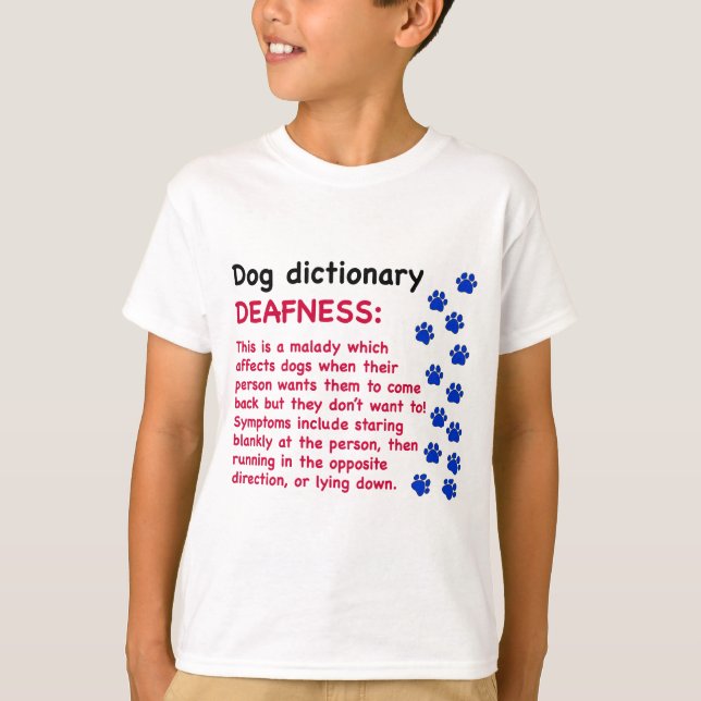 Camiseta Sordera - diccionario de perros (Anverso)
