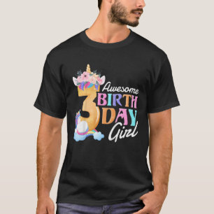 Camiseta Sorprendente Chica de cumpleaños de 3 años