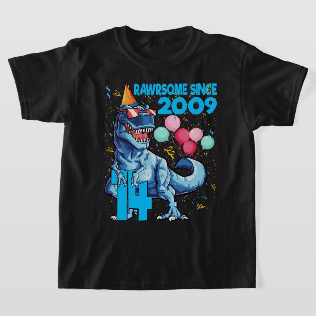 Camiseta Sorprendente desde 2009 14º cumpleaños Dinosaurio  (Distribución)