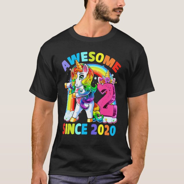 Camiseta Sorprendente desde 2020 Dabbing Unicorn 2nd Birthd (Anverso)